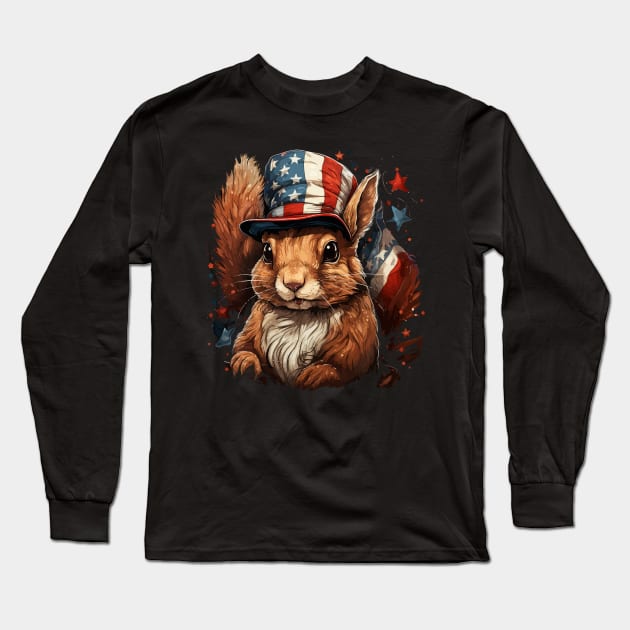 Patriotic Squirrel Long Sleeve T-Shirt by JH Mart